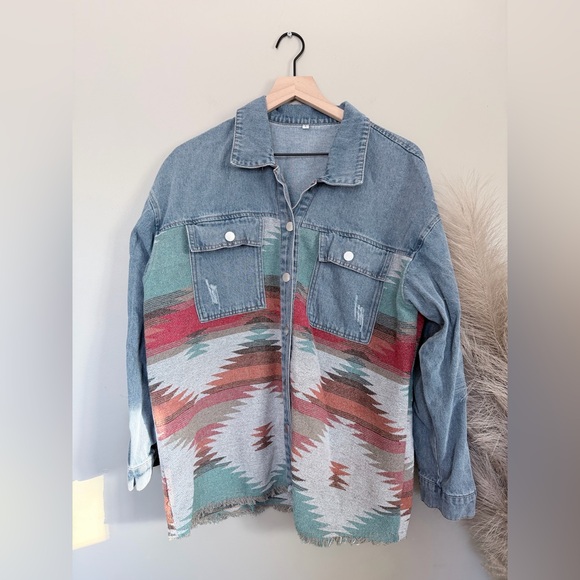 Women's Aztec Jean Jacket - Picture 3 of 5